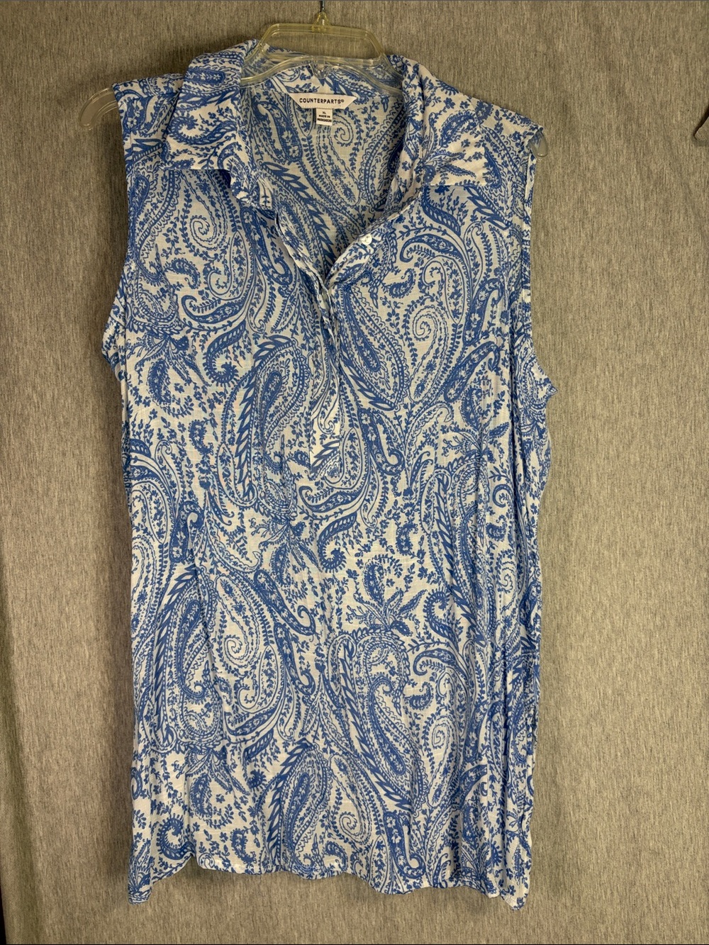 Counterparts Blue and White Paisley Sleeveless Tunic Tank